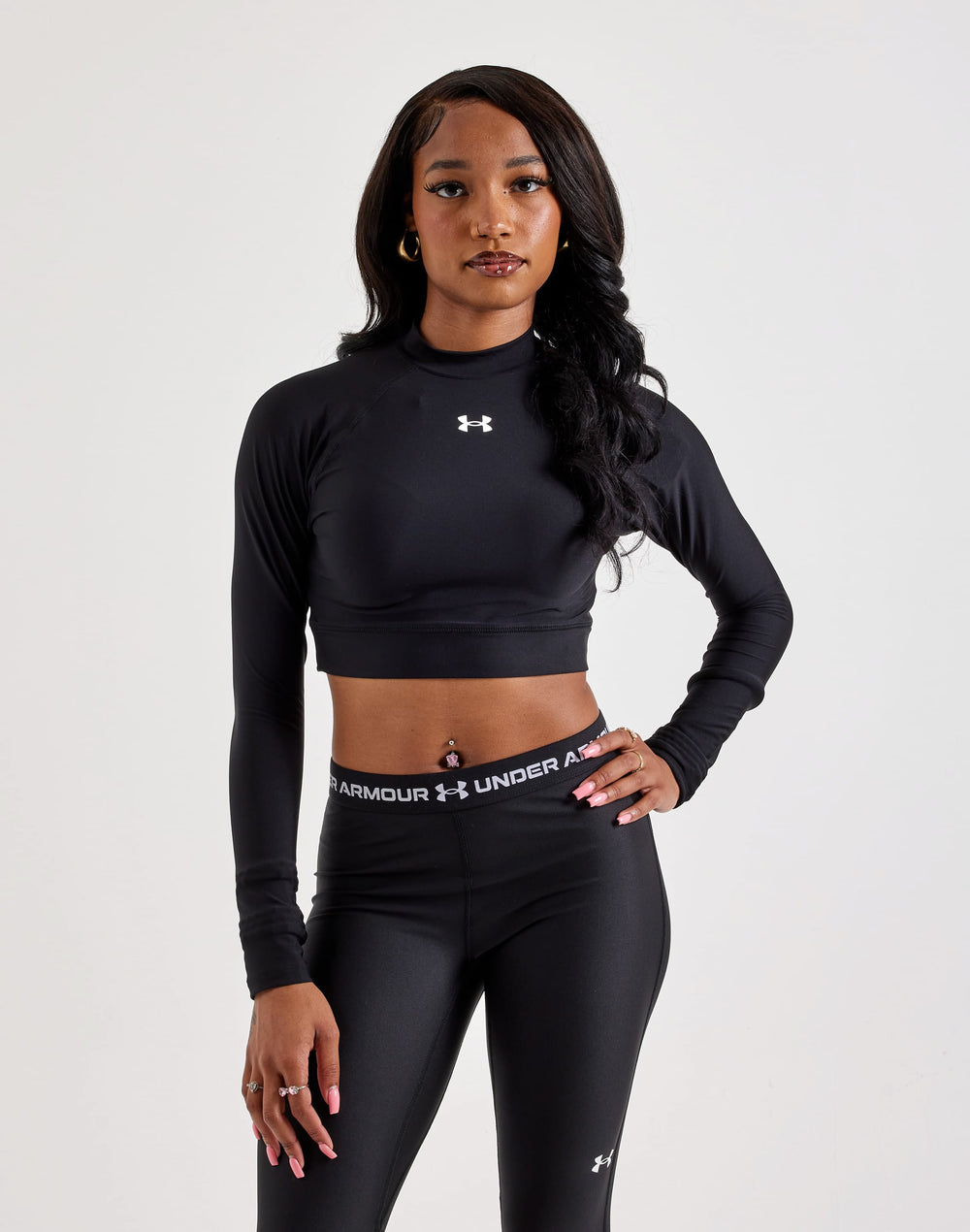 Топ женский Under Armour HeatGear Crop Mock с длинным рукавом